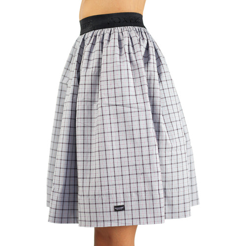 Chic Grey Plaid Skirt With Pockets