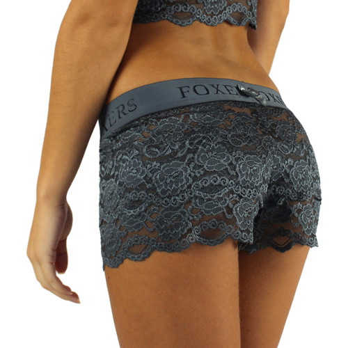 USA Made Chargray Lace Boxer with FOXERS Logo Elastic band