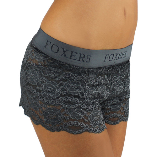 USA Made Chargray Lace Boxer with FOXERS Logo Elastic band