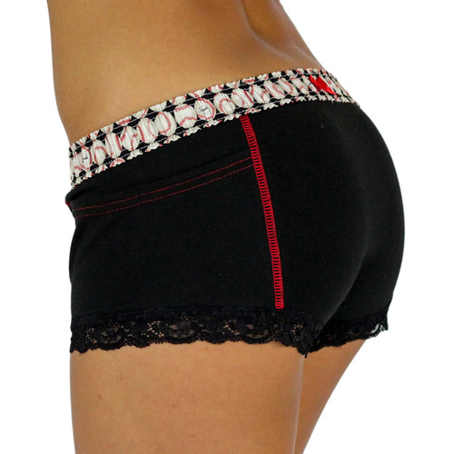 Baseball Print FOXERS Waistband Black Boxer Briefs