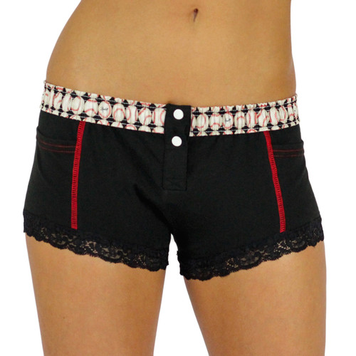 Baseball Print FOXERS Waistband Black Boxer Briefs (FXBB-01156)