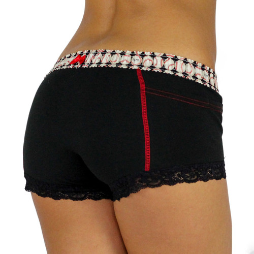 Baseball Print FOXERS Waistband Black Boxer Briefs