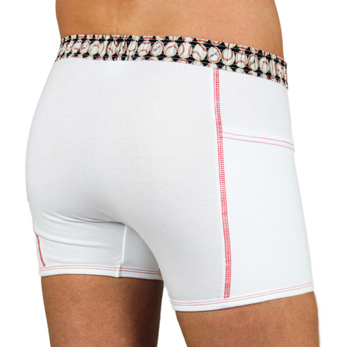 Men's White Baseball Boxer Briefs
