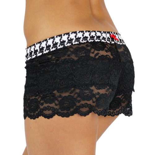Houndstooth waistband / Black Lace Boxers panties