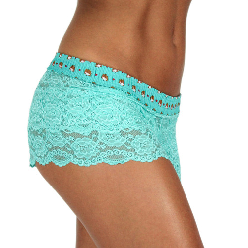 Turquoise Lace Boxers with Hedgehog Waistband