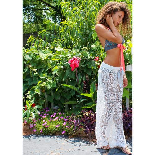 Ivory Lace Swim Cover Up Pants