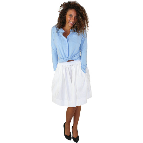 White Skirt with white dots and pockets on both sides