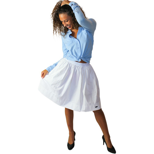 White Pocket Skirt with White Pin Dots
