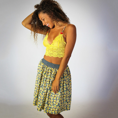 Yellow lace camisole paired with our yellow posies skirt