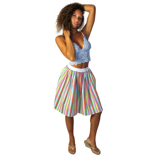 Rainbow Striped Skirt With Pockets