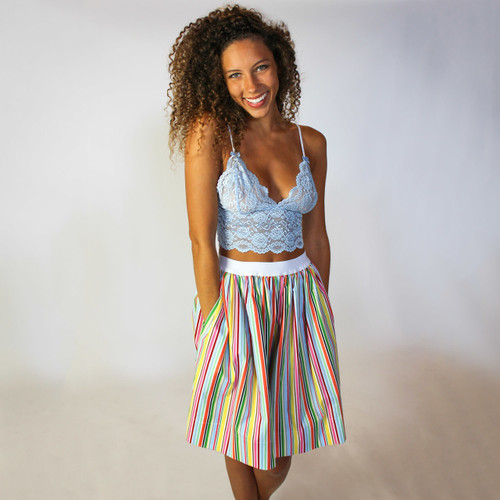 Colorful Pocket skirt and a Foxers Cropped Lace Cami