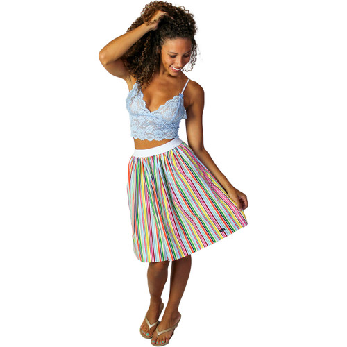 Rainbow Striped Skirt With Pockets