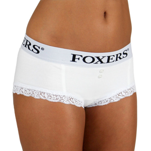 White Boyshort Panties with Jacquard Foxers Logo Waistband