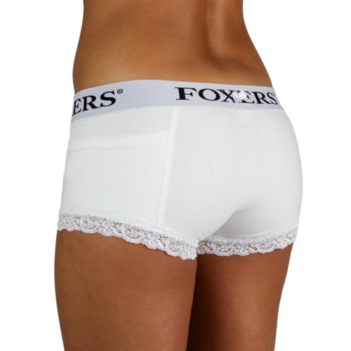 Women's White Boxer Briefs | FOXERS Logo Band