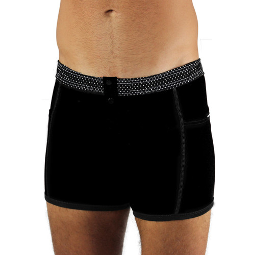 Men's Black Boxer Briefs with Pin Dot Band