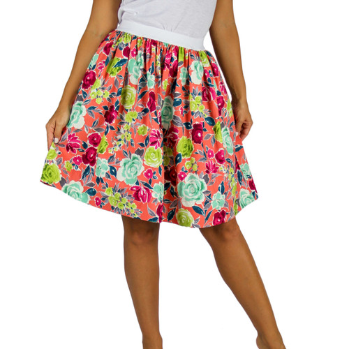 Florescent Flowers Skirt With Pockets