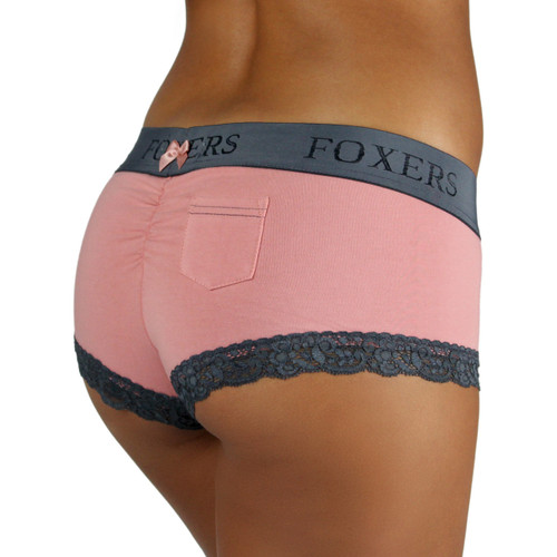 French Rose Boyshorts with Gray Logo FOXERS Band