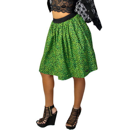 Lime Cheetah Print Skirt With Pockets (FXSKT-168)
