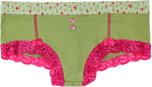 Sage Green Boyshort with Roses Forever Waistband