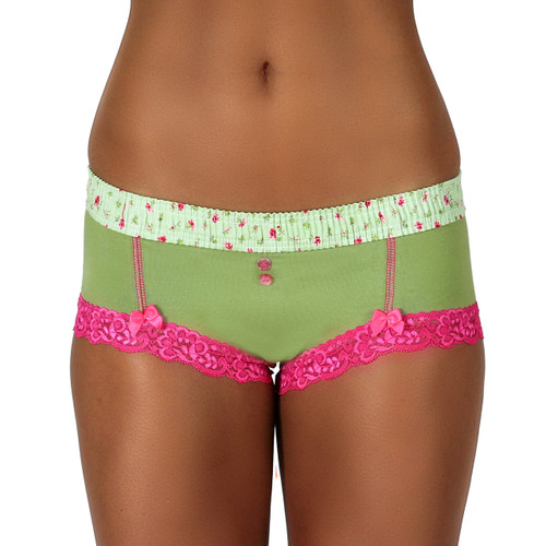 Sage Green Boyshort with Roses Forever Waistband