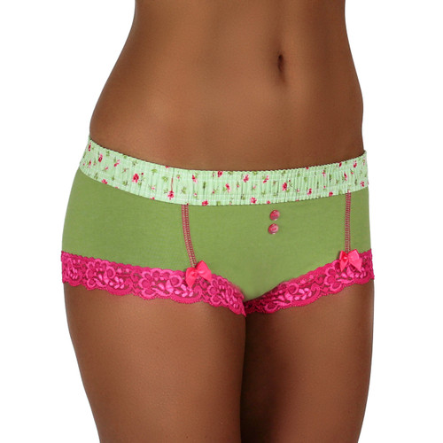 Sage Green Boyshort with Roses Forever Waistband