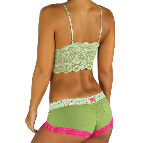 Sage Green Boyshort with Roses Forever Waistband