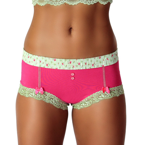 Fuchsia Boyshort with Roses Forever Waistband (FXBOY-24154)