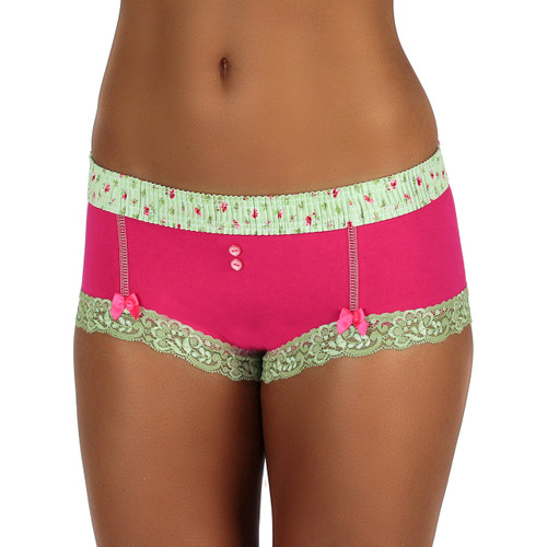 Fuchsia Boyshort with Roses Forever Waistband