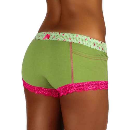 Sage Boxer Brief with Roses Over Sage Band