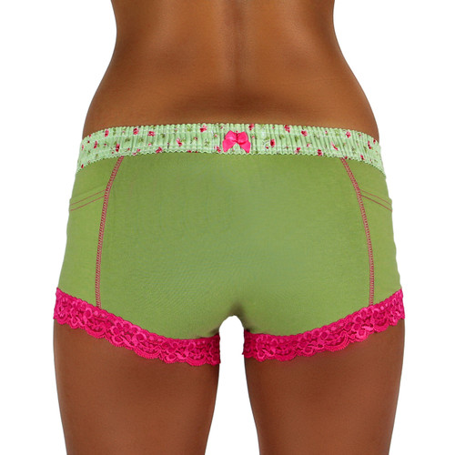 Sage Boxer Brief with Roses Over Sage Band
