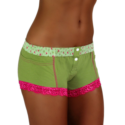 Sage Boxer Brief with Roses Over Sage Band (FXBB-68154)