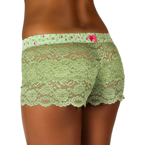 Sage Green Lace Boxer | Rose Print Band