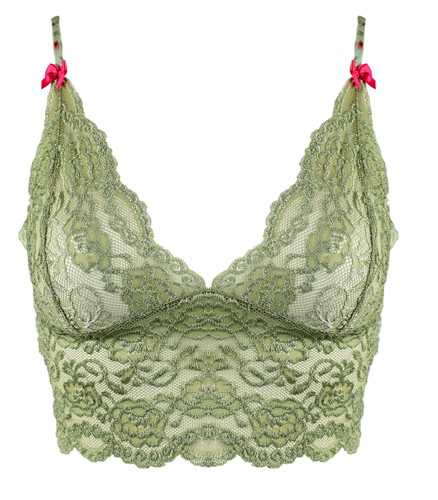 Sage Green Cropped Lace Camisole w/ Adjustable Straps