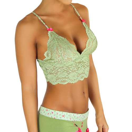 Sage Green Cropped Lace Camisole w/ Adjustable Straps