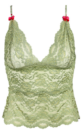 Waist Length Lace Camisole | Sage Green/Roses Forever