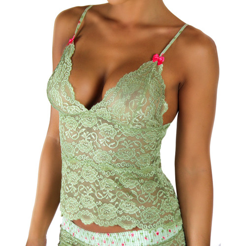 Waist Length Lace Camisole | Sage Green/Roses Forever (FXLAC2-68154)