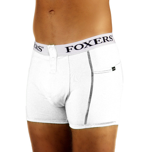 Men's White Boxer Briefs with Foxers Logo Band (MSBBP-0202L)