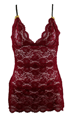 Dark Cranberry Hip Length Lace Negligee