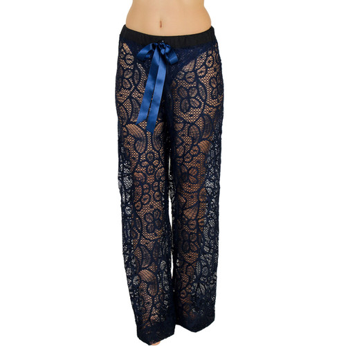 Navy Blue Lace Swim Cover Up/ Lounge Pants