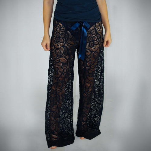 Navy Blue Lace Swim Cover Up/ Lounge Pants