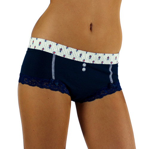 Navy Blue Boy Short Panties with Munroe Waistband