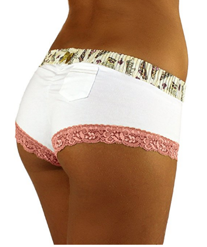 White Boyshort with Royal Day Waistband