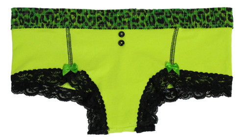 Lime Green Boyshort with Leopard Envy Band