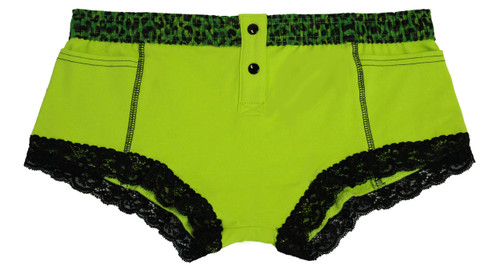 Lime Green Boxer Brief with Leopard Envy Waistband