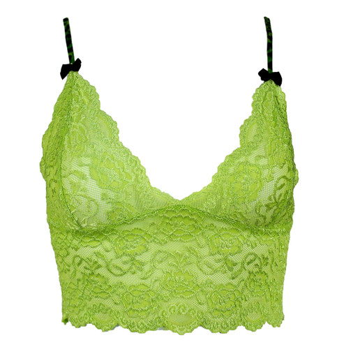 Lime Green Lace Cropped Camisole with Leopard Envy Straps