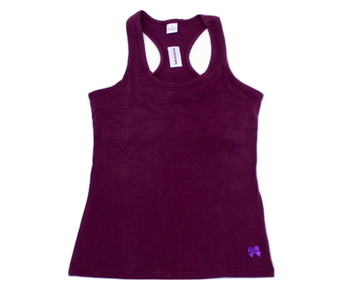 Plum Racerback Tank Top With Shelf Bra