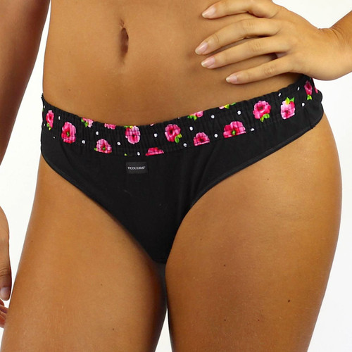 Black Thong with Evening Rose Band