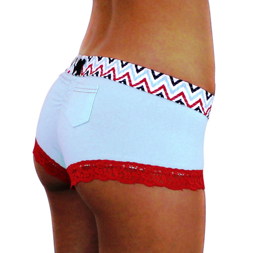 Aqua Boyshort with Chevron waistband