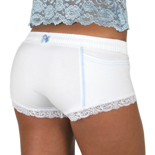 White Boxer Brief with Light Blue Accents