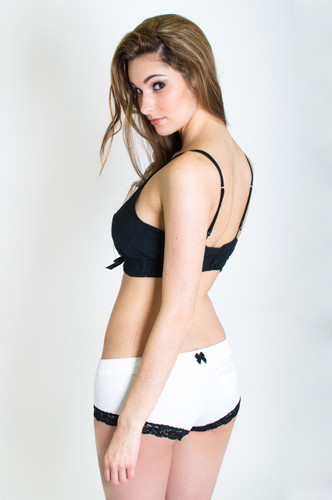 White FOXERS Band over white Boyshorts with Black Accents